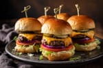 Mini Cheeseburgers on Hawaiian Rolls recipe from Pebble Plate Kids