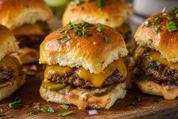 Mini Cheeseburgers on Hawaiian Rolls with Fresh Herbs recipe from Pebble Plate Kids