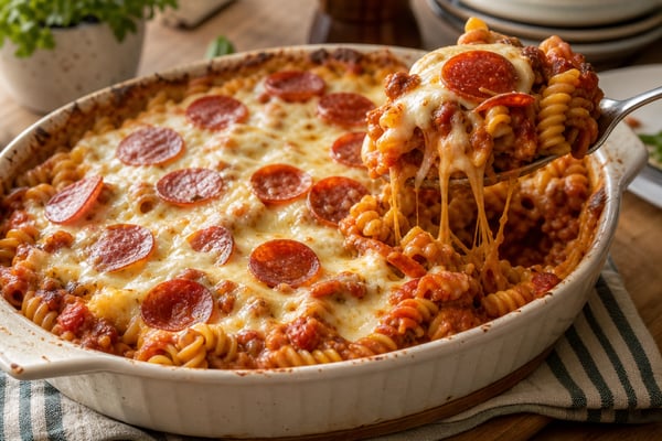 Pizza Pasta Bake recipe from Pebble Plate Kids