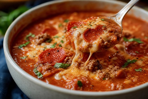 Pizza Soup recipe from Pebble Plate Kids
