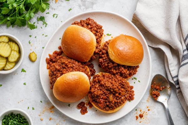Slow Cooker Sloppy Joes recipe from Pebble Plate Kids