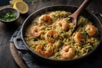 One Pot Garlic Butter Shrimp and Orzo recipe from The Snap Skillet