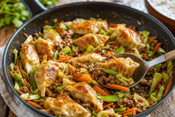Potsticker Stir Fry recipe from The Snap Skillet