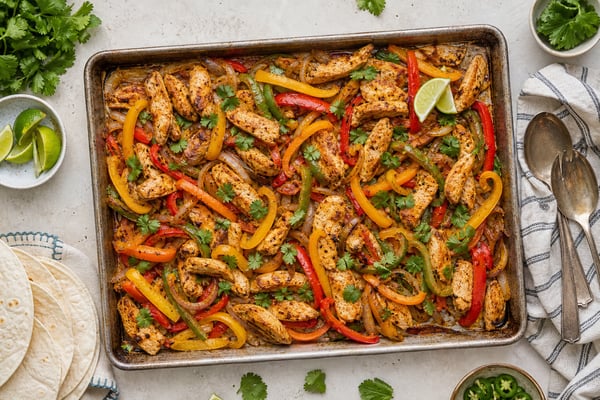 Sheet Pan Chicken Fajitas recipe from The Snap Skillet