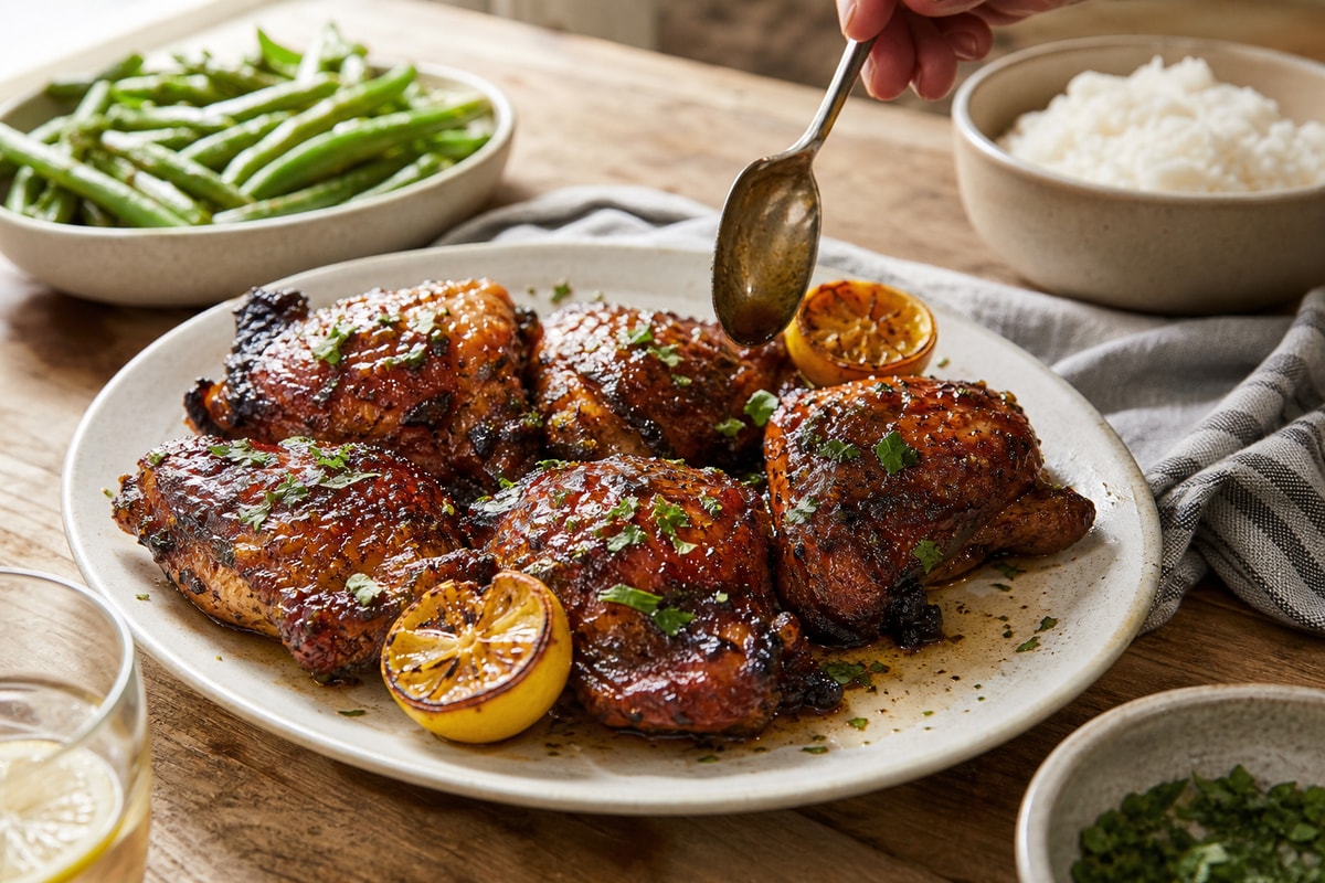 Sticky Chicken Thighs recipe from The Snap Skillet
