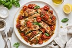 Baked Tomato Basil Chicken recipe from Sunrise & Crumb