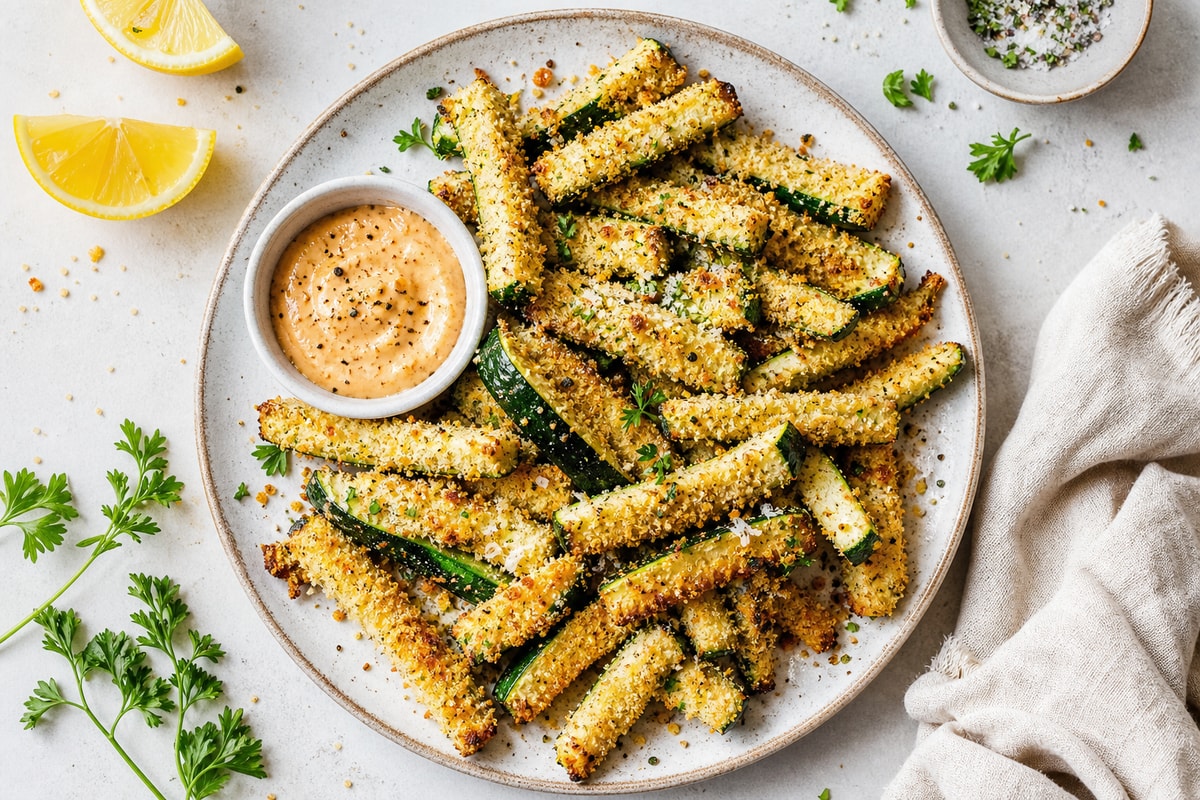 Baked Zucchini Fries Baked Zucchini Fries recipe from Sunrise & Crumb