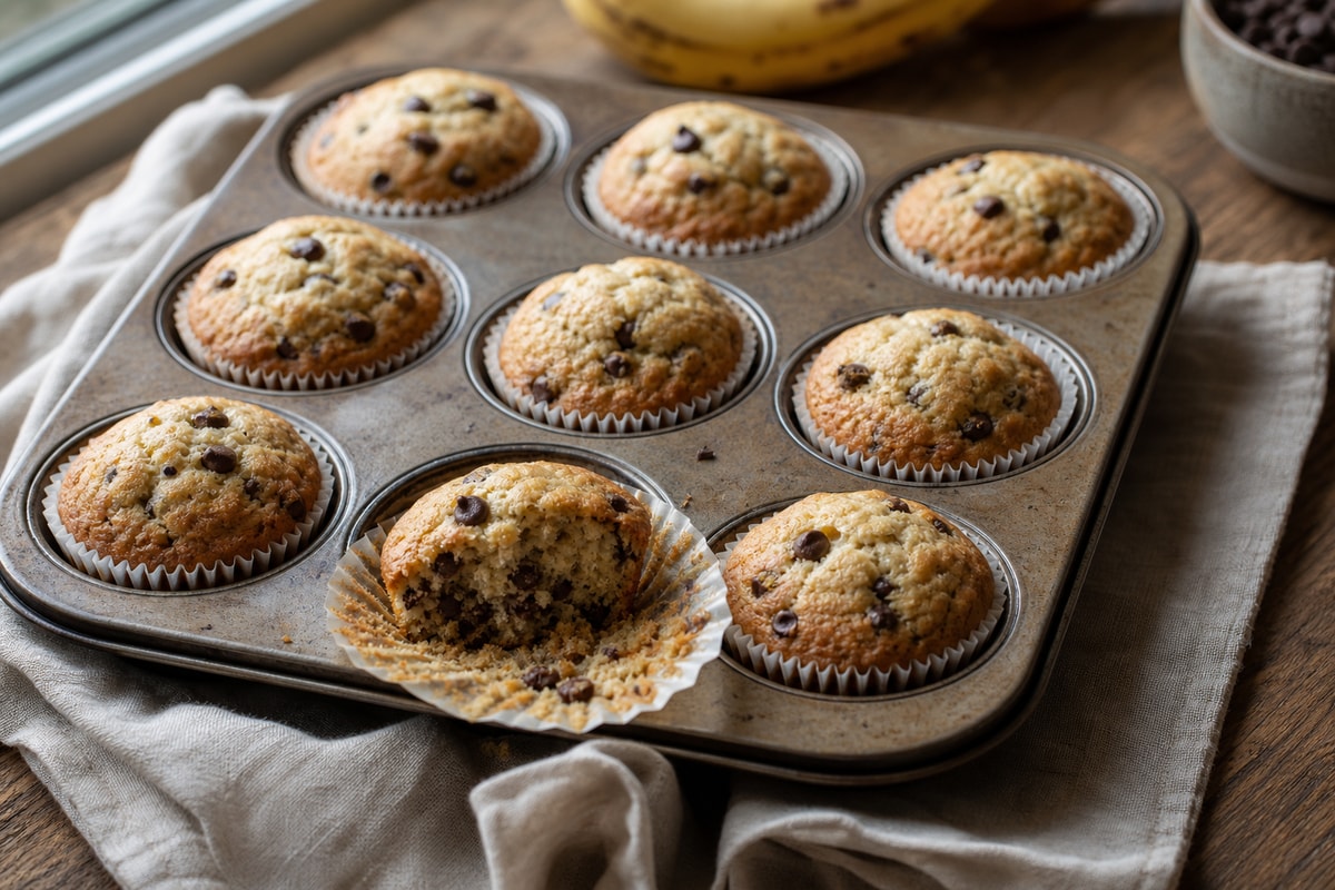 Banana Chocolate Chip Muffins recipe from Sunrise & Crumb