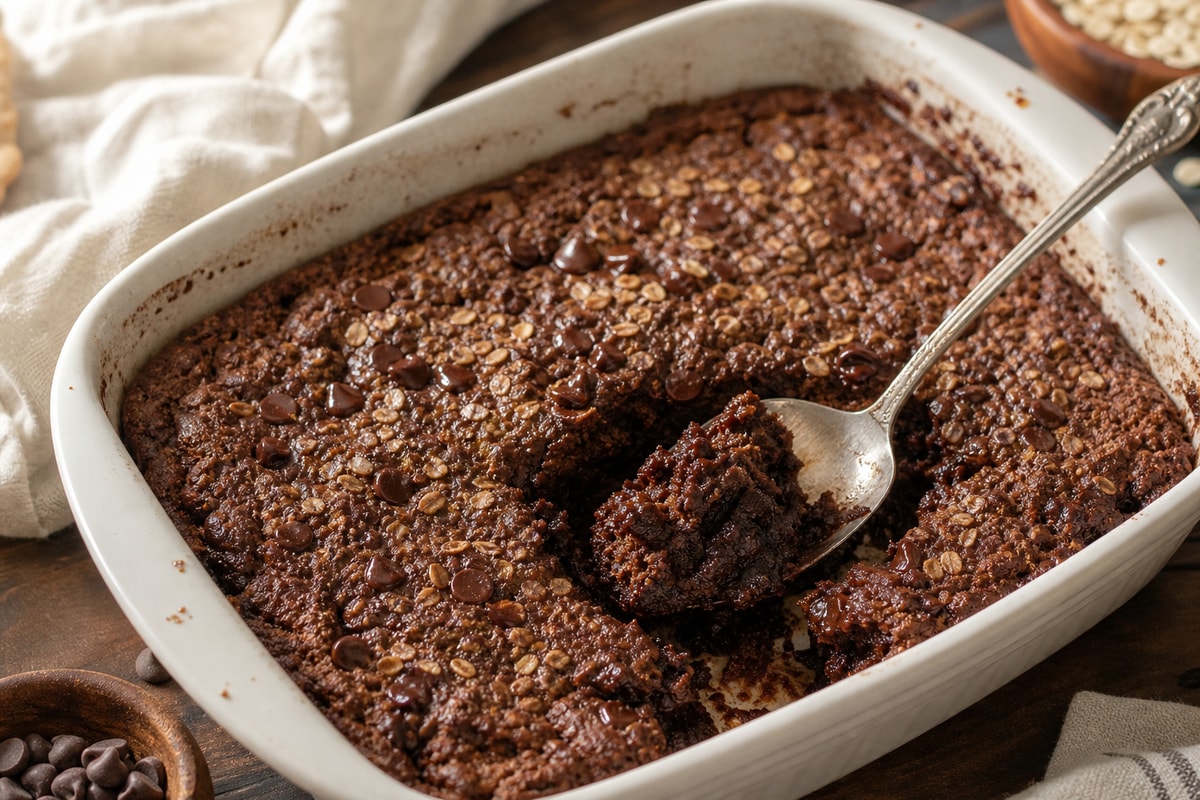 Brownie Baked Oatmeal recipe from Sunrise & Crumb