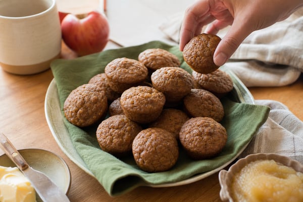 Mini Applesauce Muffins recipe from Sunrise & Crumb