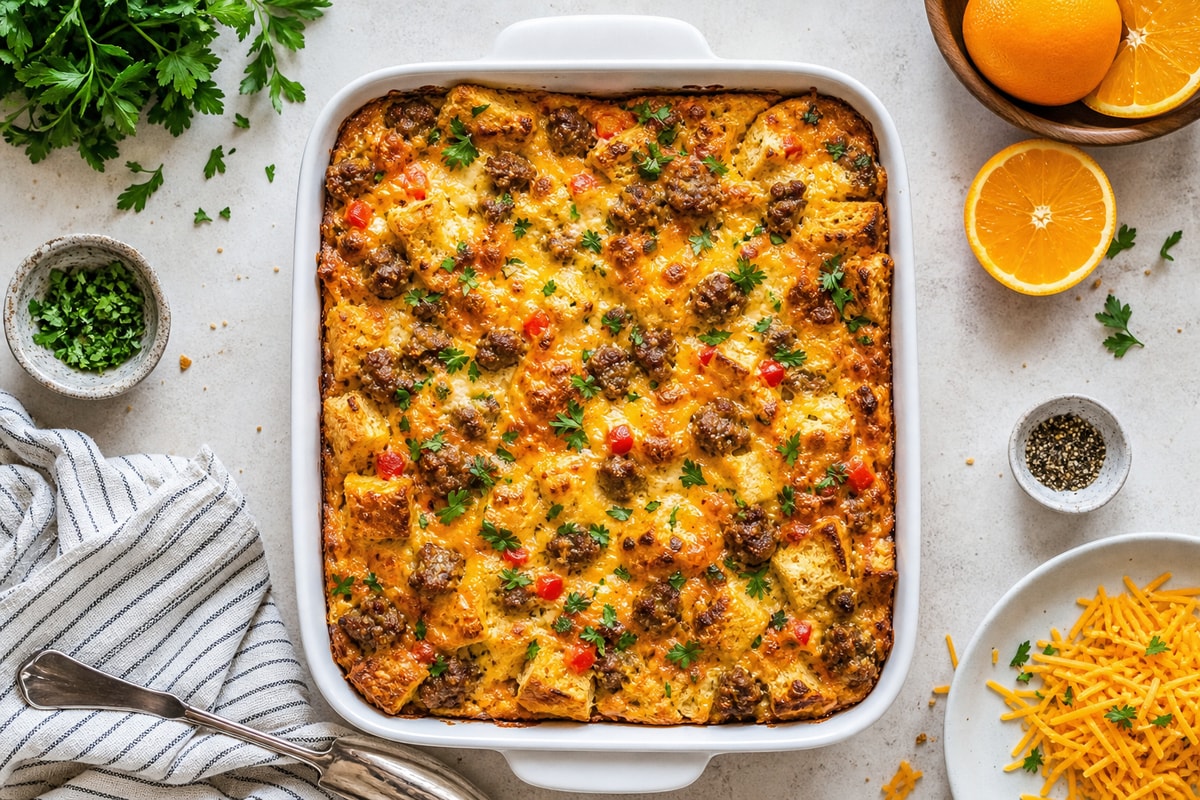 Sausage Breakfast Casserole Sausage Breakfast Casserole recipe from Sunrise & Crumb