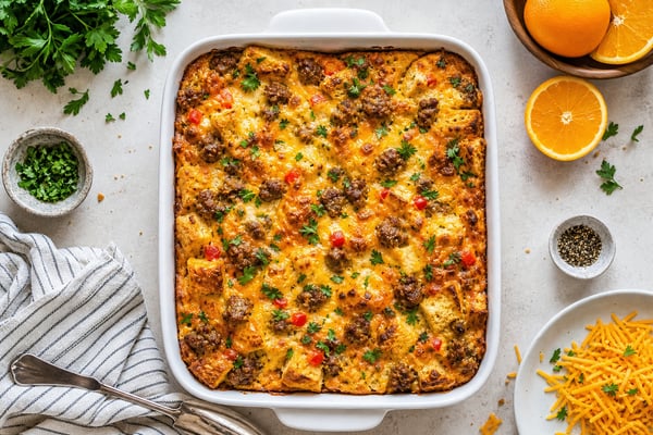 Sausage Breakfast Casserole recipe from Sunrise & Crumb