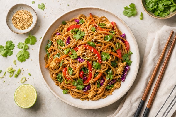 Asian Noodle recipe from Thrifty Thyme