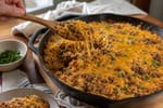 Cheesy Beef and Rice Skillet recipe from Thrifty Thyme
