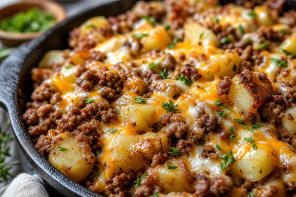 Ground Beef and Potato Skillet recipe from Thrifty Thyme