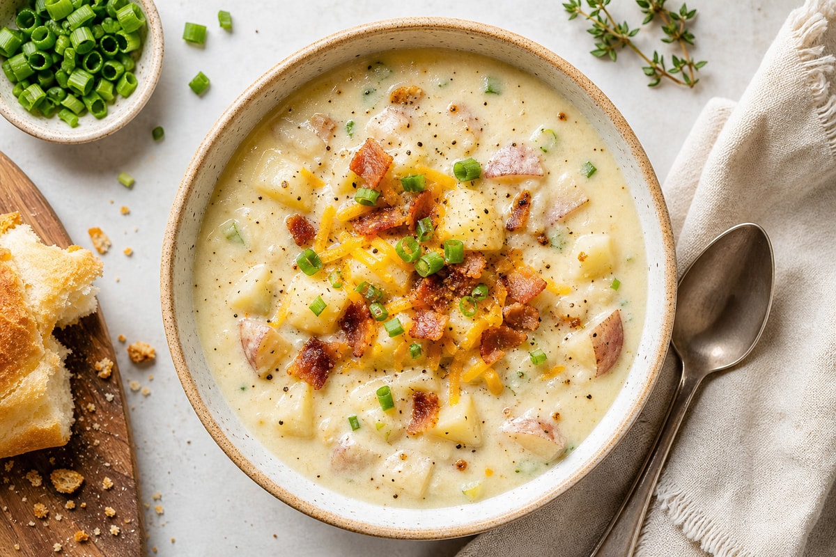 Pub-Style Potato Soup recipe from Thrifty Thyme