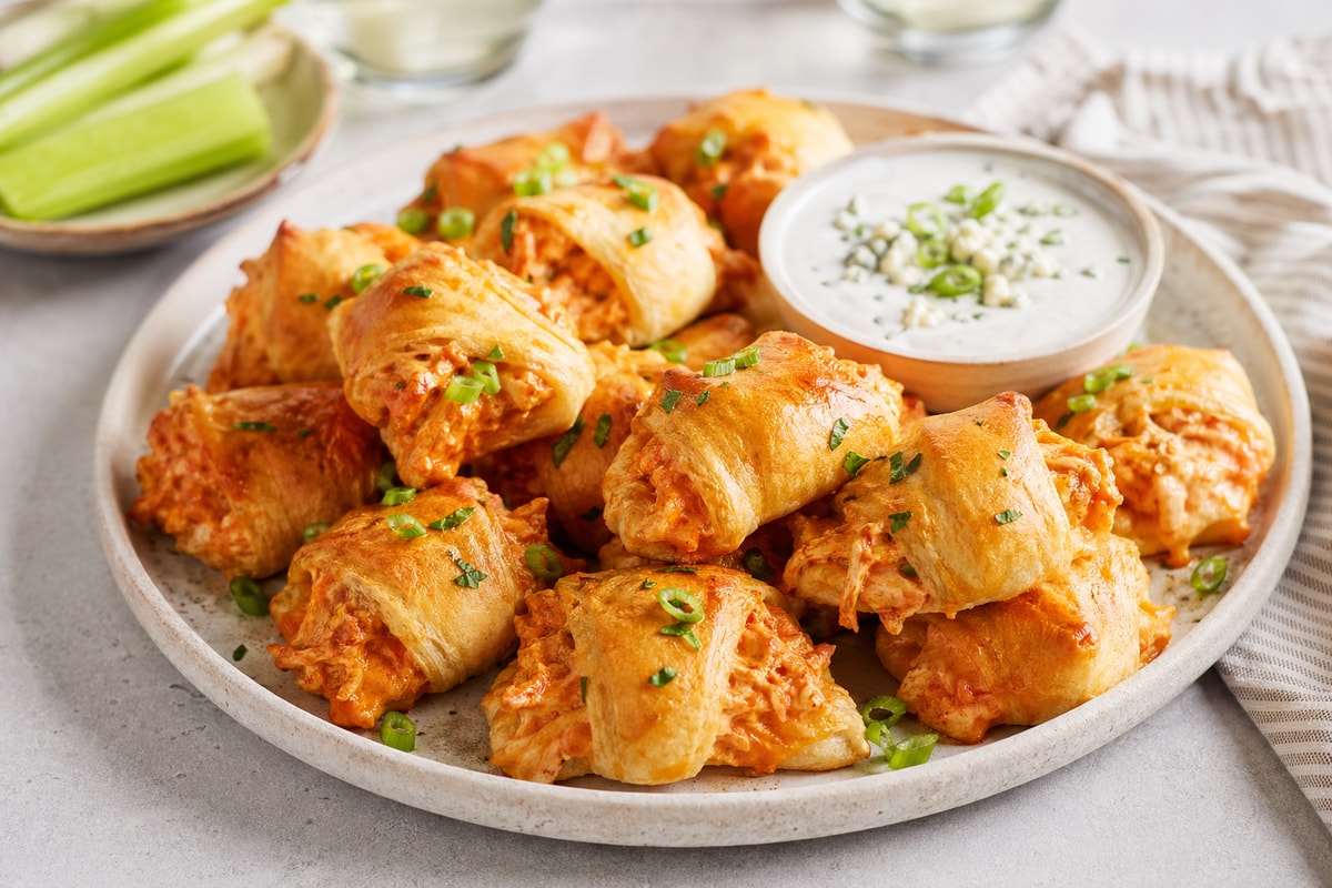 Buffalo Chicken Crescent Bites recipe from The Verdant Spoon