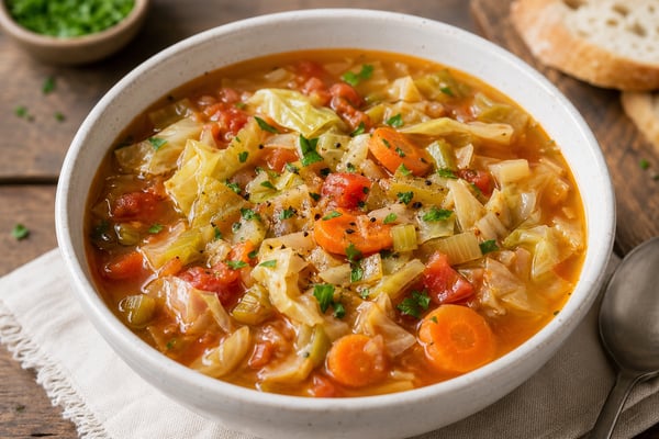 Cabbage Vegetable Soup recipe from The Verdant Spoon
