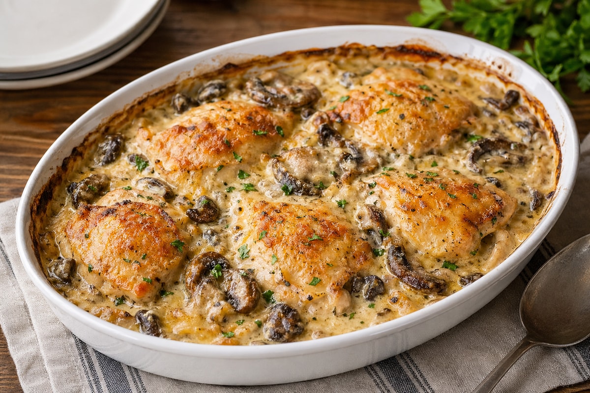 Chicken and Mushroom Casserole Chicken and Mushroom Casserole recipe from The Verdant Spoon