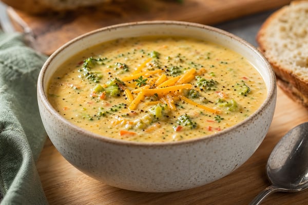 Deli-Style Broccoli Cheese Soup recipe from The Verdant Spoon