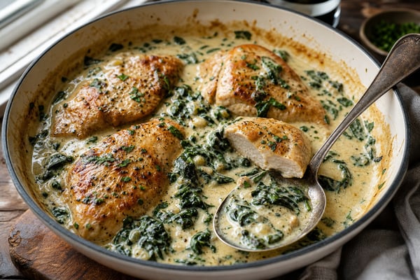 Creamy Spinach Chicken recipe from Keto Table