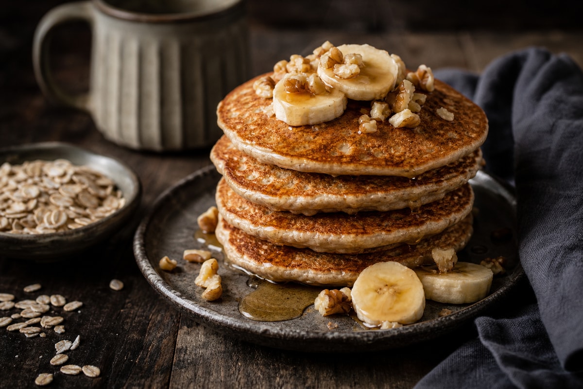 Banana Oat Blender Pancakes Banana Oat Blender Pancakes recipe from Little Bites Kitchen
