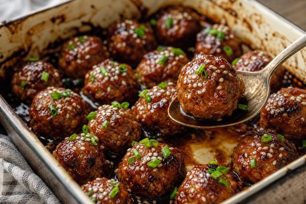 Sweet Teriyaki Meatballs recipe from Little Bites Kitchen