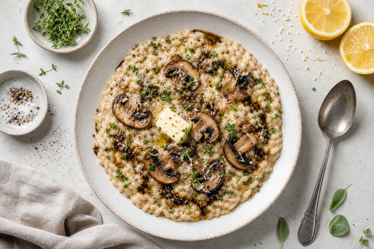 Market Truffle Butter Mushroom Risotto recipe from Copper Ladle Studio