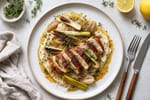 Market Charred Leek Soubise Chicken Suprême recipe from Copper Ladle Studio