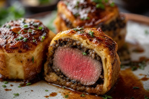 Seared Beef Wellington Bites recipe from Copper Ladle Studio