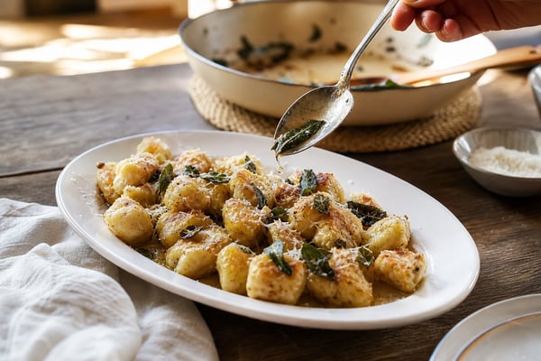 Hand-Cut Brown Butter Sage Ricotta Gnocchi recipe from Copper Ladle Studio