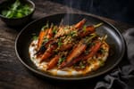 Hand-Cut Charred Carrot Harissa Yogurt recipe from Copper Ladle Studio