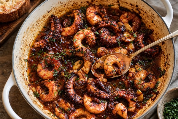 Sommelier-Style Smoked Paprika Octopus Style Shrimp recipe from Copper Ladle Studio