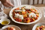 Hand-Cut Confit Tomato Basil Burrata Pasta recipe from Copper Ladle Studio