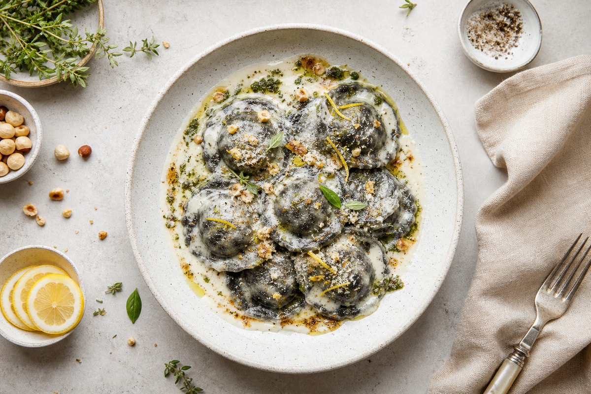 Market Leek Ash Ricotta Ravioli Style Gnocchi recipe from Copper Ladle Studio