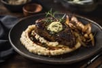 Seared Hand Whipped Parsnip Puree Steak recipe from Copper Ladle Studio