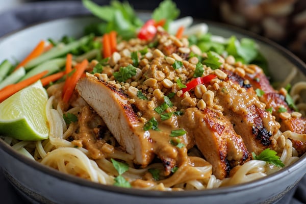 Chicken Satay Noodle Bowls Chicken Satay Noodle Bowls recipe from Protein Packed Weeknights
